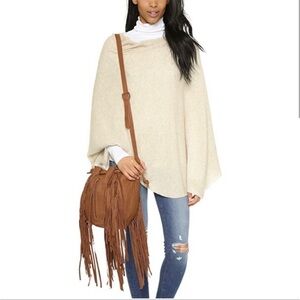 Cleobella leather fringe bucket bag in tan/light brown